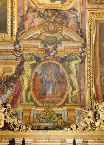 Ambassadors Arriving from all Corners of the Earth, ceiling painting from the Galerie des Glaces by Charles Le Brun